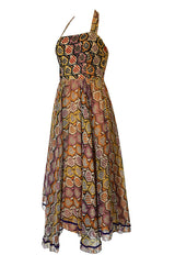 Museum Exhibited 1970 Thea Porter Couture Dress in Silk & Beads