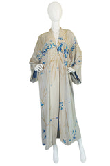1970s Hanae Mori Palest Blue Butterfly Silk Kimono