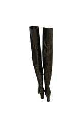 Early 2000s Brown Silk Marni Thigh High Boots
