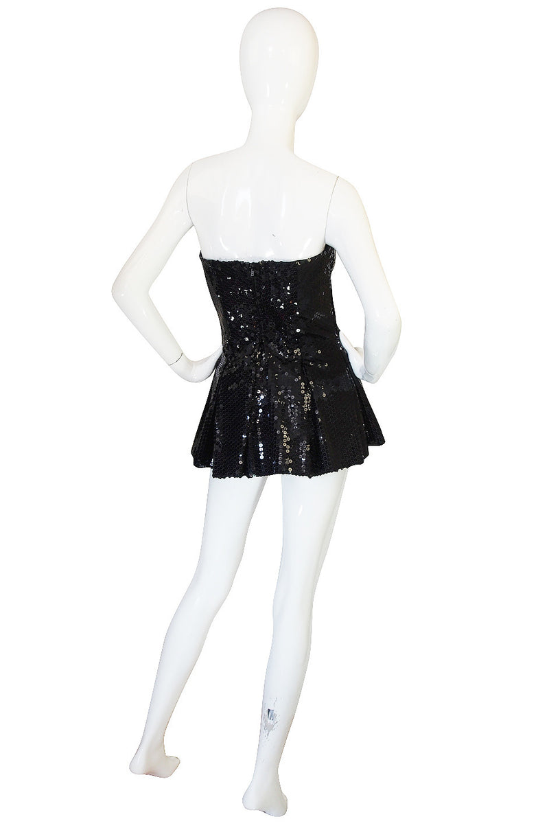 1970s Nina Ricci Couture Sequin Corset Top or Micro Mini