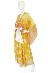 c.1973 Zandra Rhodes "Lilies of the Field" Handpainted Caftan Dress