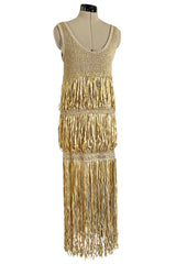 Incredible Cruise 2011 Chanel by Karl Lagerfeld Gold Ribbon & Metallic Cord Knit Dress