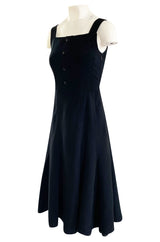 1960s Andre Courreges HyperBole Black Crepe Twirling Skirt Sleeveless Dress