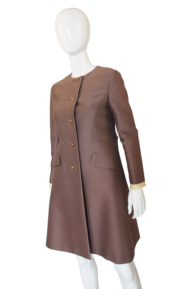 1960s Valentino Silk Taupe Coat or Dress