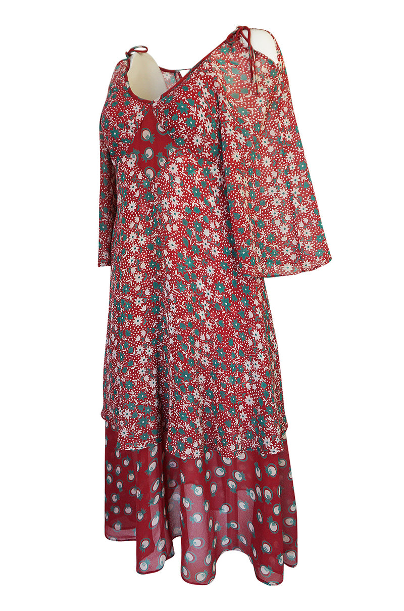 c.1969 Ossie Clark Dress w Iconic Celia Birtwell 'Pineapple' Print