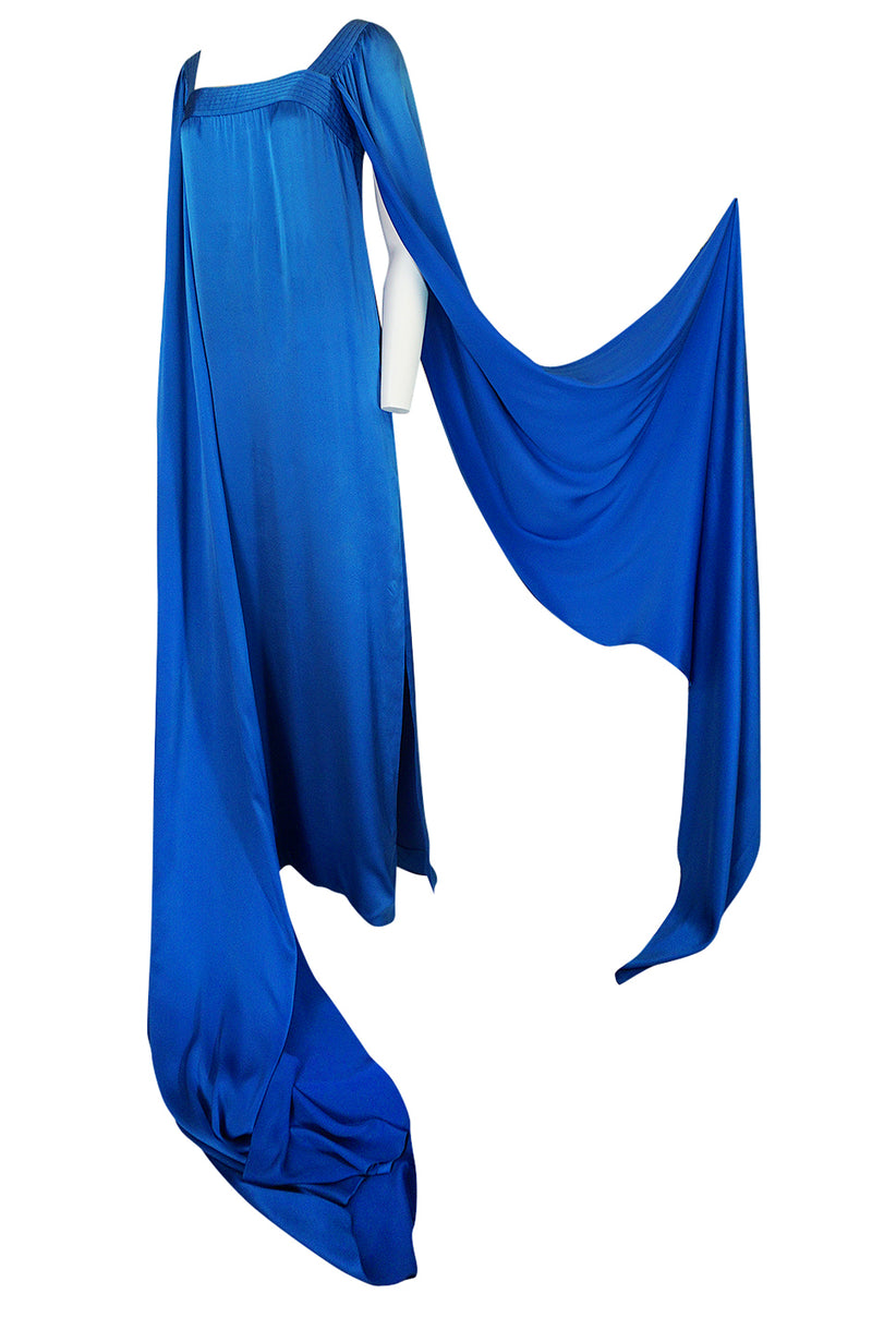Fall 1978 Christian Dior Haute Couture Silk Satin Caped Sleeve Dress