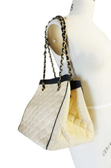 1991 Chanel Ad Campaign Logo Raffia Box Bag