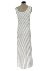 Fabulous 1960s Madeleine de Rauch Haute Couture Pearl White Sequin & Rhinestone Dress