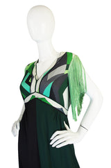 c1972 Fringe Emilio Pucci Jersey Maxi Dress