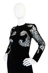 Scandalous 1980s Balmain Sheer Net & Velvet Cut Out Dress