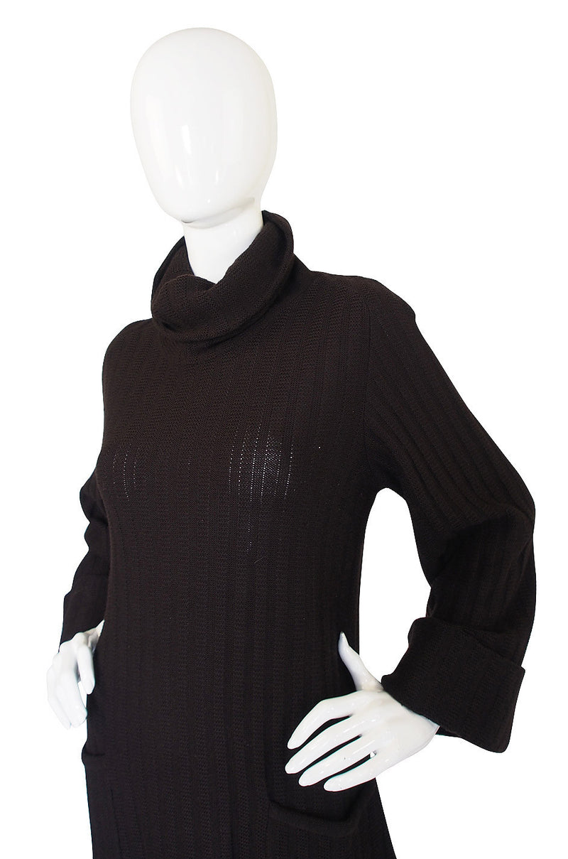 1970s Cable Knit Chloe Chocolate Dress