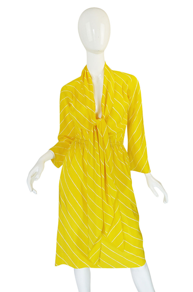 S/S 1976 Halston Demi-Couture Bias Cut Yellow Silk Dress