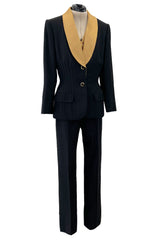 Incredible Fall 2000 Givenchy by Alexander McQueen Haute Couture Runway Pinstripe Three Piece Suit