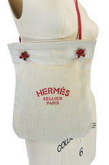 Vintage Hermes "Sellier Paris" Red PM Canvas Shoulder Bag
