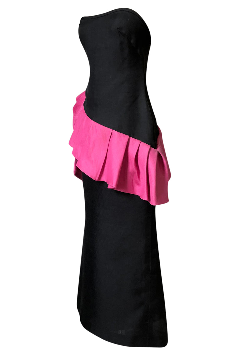 Spring 1987 Yves Saint Laurent Runway & Ad Campaign Pink Ruffle Dress