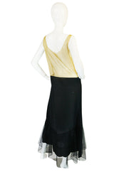 Amazing 1920s Couture Level Gold Metal Lace & Silk Dress