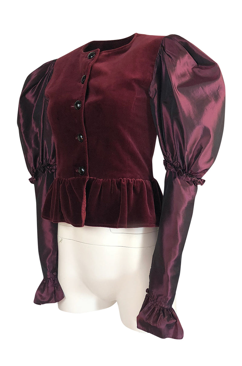 Fall 1982 Yves Saint Laurent Dramatic Sleeve Silk Taffeta & Velvet Jacket
