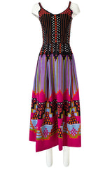 c.1974 Lanvin by Jules-Francois Crahay Pretty Printed Dress w Scarf