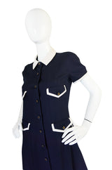 Chanel 1993 Navy & White Waffle Weave Runway Dress