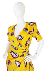 Sunny Yellow 1980s Yellow Silk Ungaro Wrap Dress