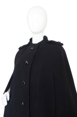 1970s Military Detailed Trigere Wool Cape