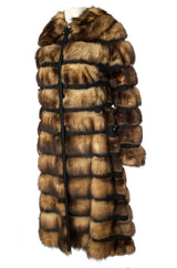 c.1966 Pierre Cardin Fitch Fur & Black Suede Flared Sleeve Coat
