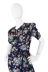 1940s Spectacular "Gloria" Silk Crepe Swing Dress