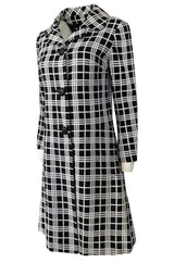 Spring 1970 Diorling by Christian Dior Numbered Mod Black & White Check Coat