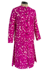 Exceptional Spring 1966 Christian Dior Haute Couture Suit by Marc Bohan In a Pink Patterned Silk Twill