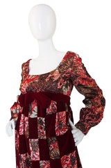 1960s Metallic & Velvet Malcolm Starr Maxi Dress