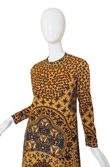 1960s Printed Jersey Goldworm Dress