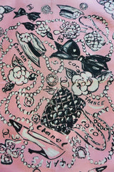 S/S 1993 Pink Cotton Chanel Logo Pocket Square Scarf