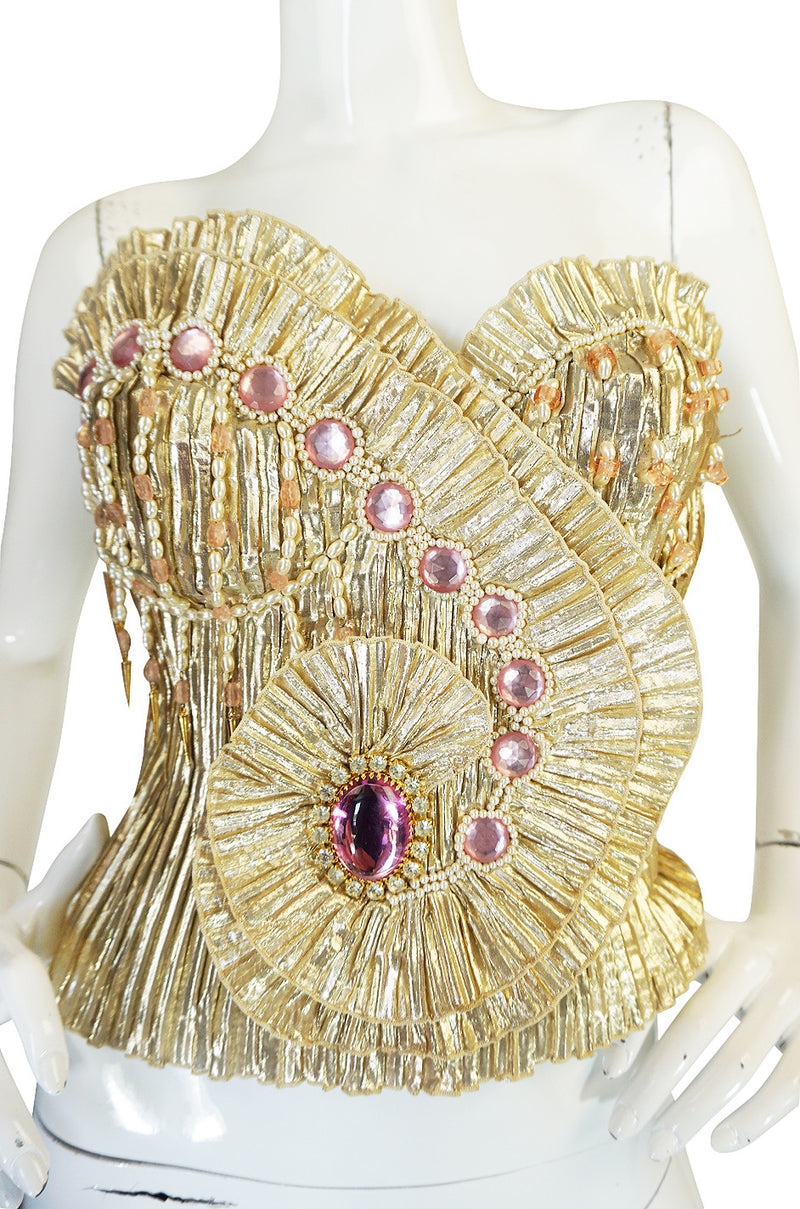1980s One of a Kind Anthony Ferrara Gold Bead Bustier