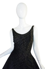 1950s Black Lace Suzy Perette Flared Back Skirt Dress