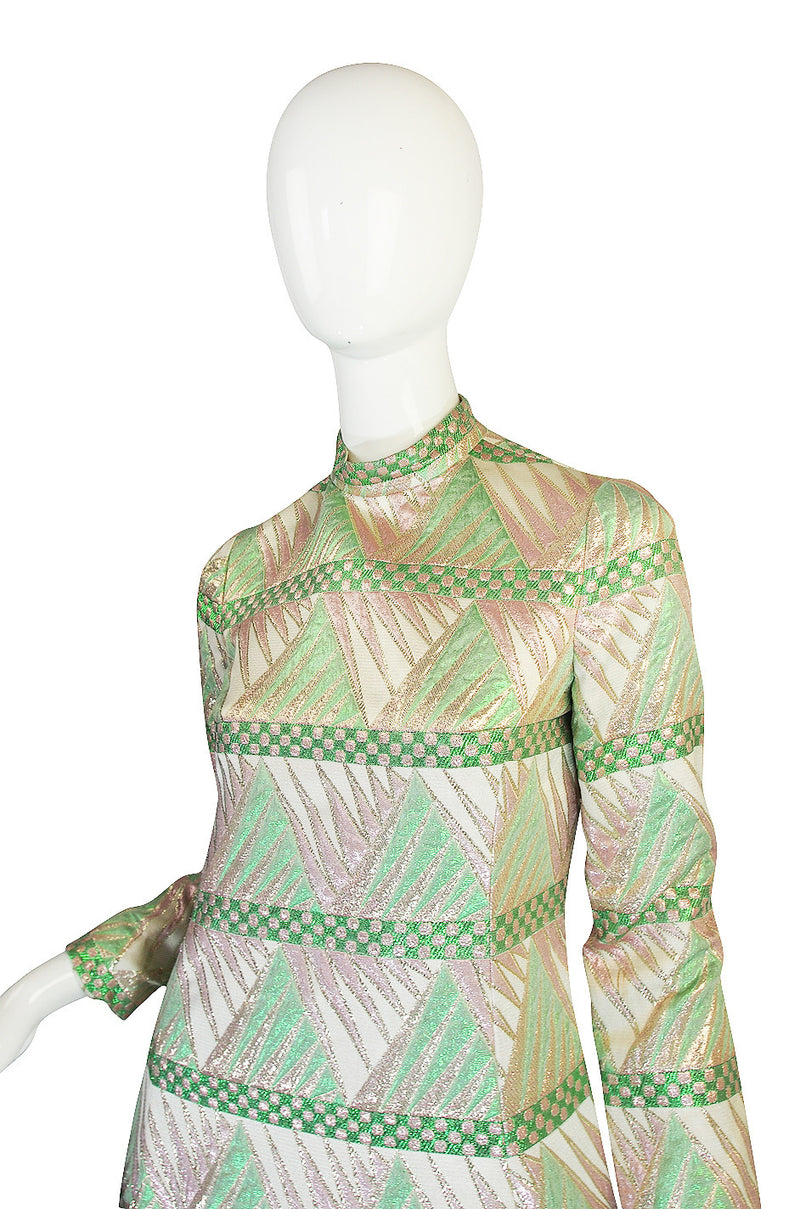 1960s Metallic Pink & Green Mollie Parnis Dress
