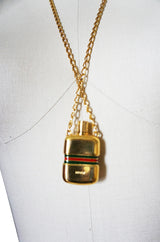 1960s Gucci Gold Plated Perfume Bottle Necklace