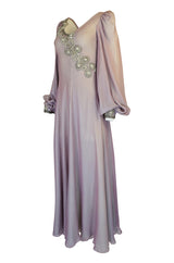 1970s Stavropoulos Couture Layered Bias Cut Silk Chiiffon Dress