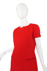 1980s Red Seamed Courreges Shift Dress