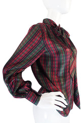 1970s Plaid Yves Saint Laurent Silk Top