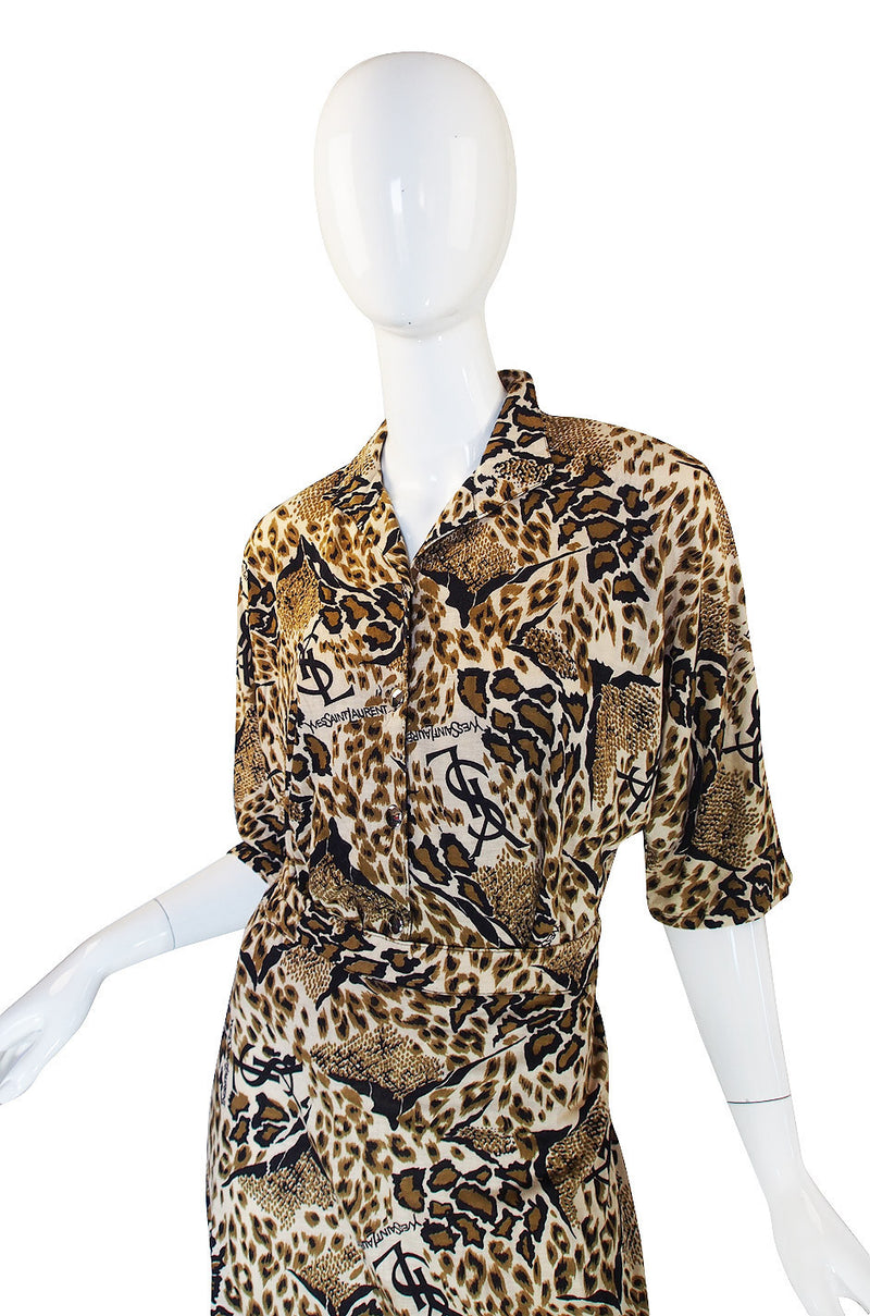 1980s Yves Saint Laurent Leopard Skirt & Top