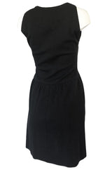 1960s James Galanos Scalloped Front Dress w Rhinestone Buttons