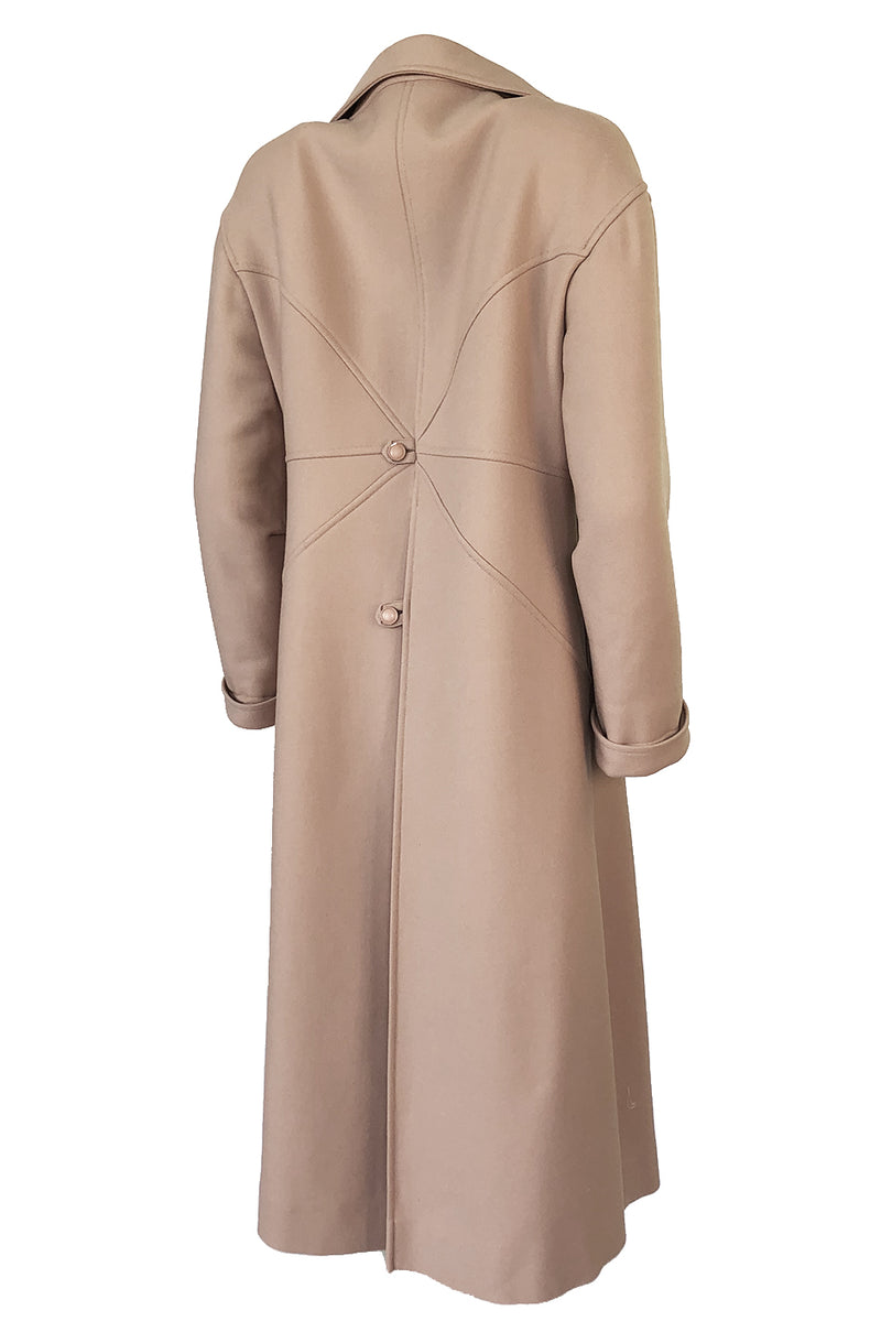 Immaculate 1960s Courreges Unusually Seamed Camel Toggle Coat