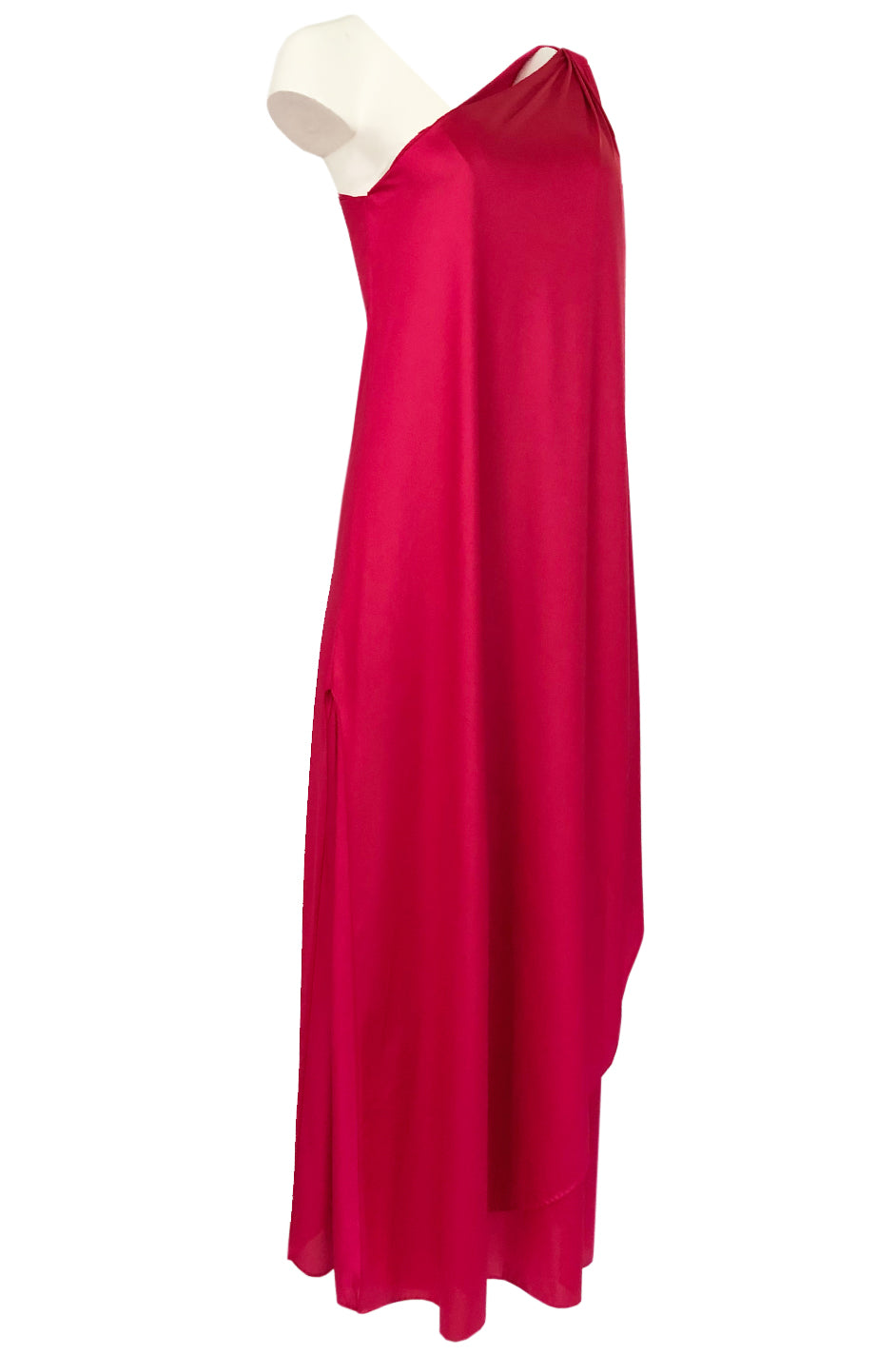 Prettiest 1978 Halston Pale Pink Pastel Nylon Jersey One Shoulder Draped Dress
