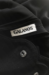 1960s James Galanos Scalloped Front Dress w Rhinestone Buttons