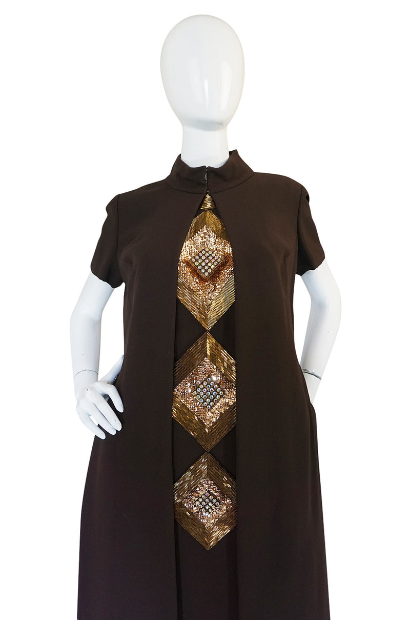 c1969 Possible Pierre Cardin Beaded Dress & Vest Set