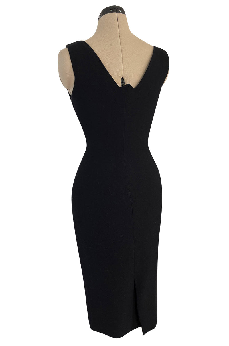 1995 Gianni Versace Couture Fitted Little Black Dress w Plunge Back ...