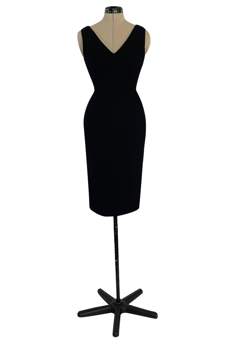 1995 Gianni Versace Couture Fitted Little Black Dress w Plunge Back & Front