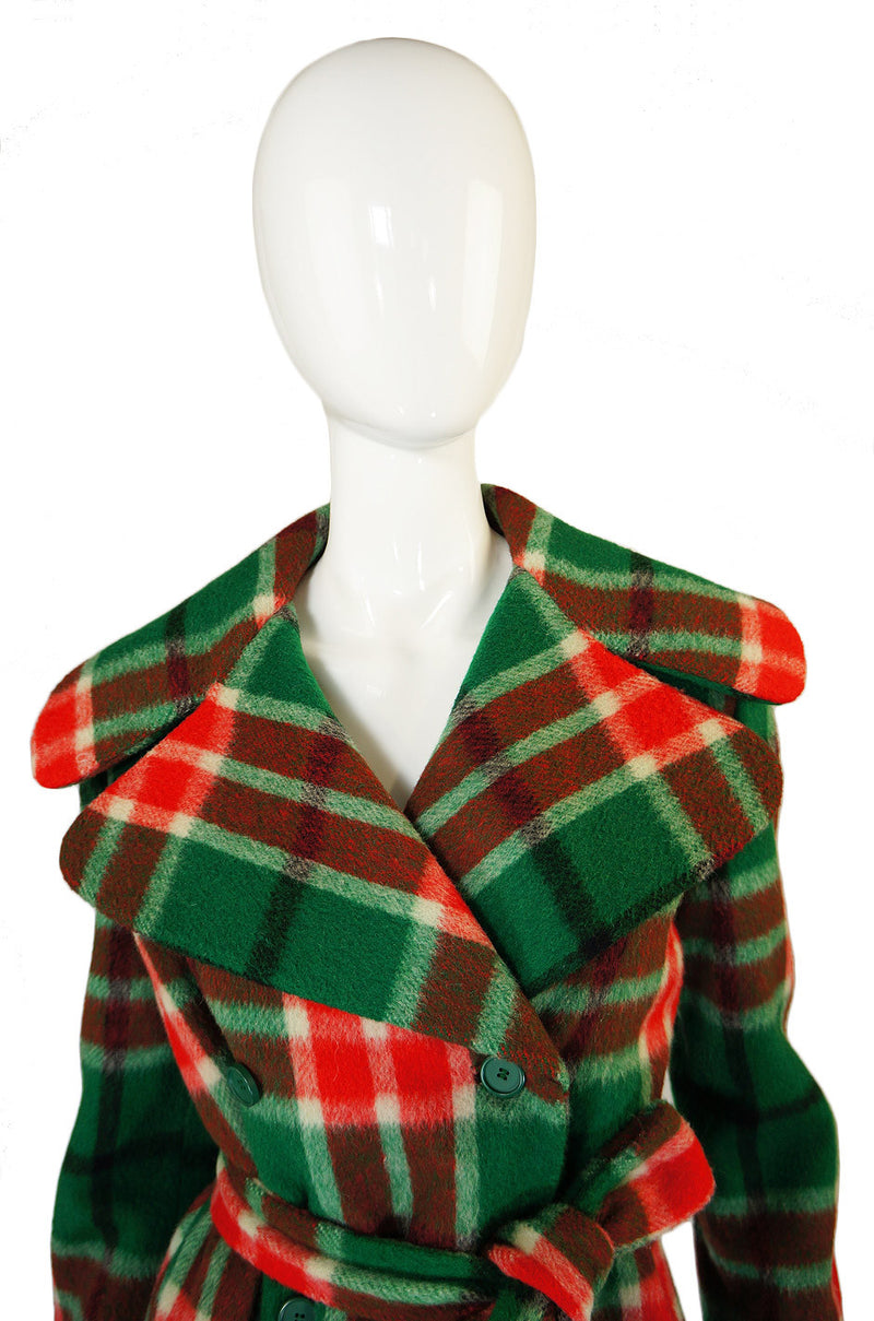 1960s Oscar de la Renta Plaid Wool Coat