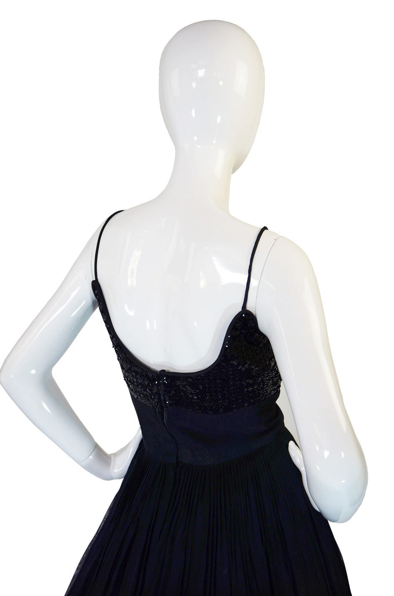 1950s Silk Chiffon & Sequin Party Dress
