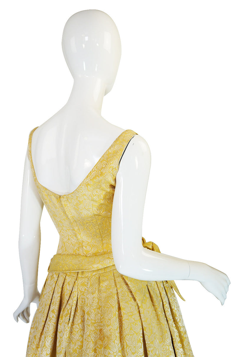 1950s Golden Silk Brocade Cocktail Dress